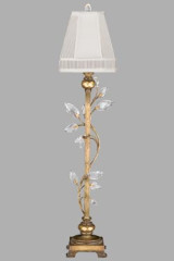 Lampe colonne cannelée et pampilles en feuilles- vieil or - Lampe de table by Fine Art Lamps