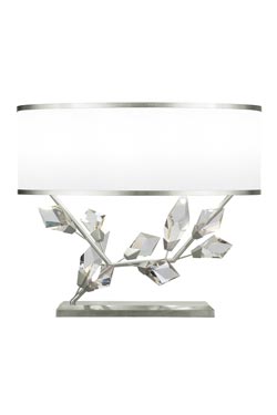 Lampe de table abat-jour blanc et pied finition argenté, orientée à droite - Lampe de table by Fine Art Lamps
