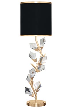 Lampe de table branche argenté et abat-jour cylindrique noir Forêt