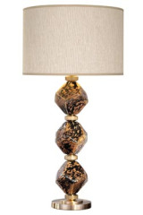 Lampe de table en blocs de verre noir et or et abat-jour beige Argyle Diamond - Lampe de table by Fine Art Lamps