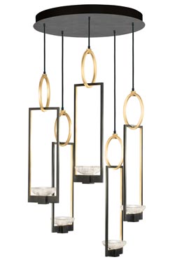 Lustre Art Déco 5 lumières noir et or Delphi - Lustre by Fine Art Lamps