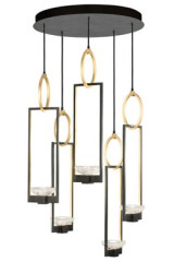 Lustre Art Déco 5 lumières noir et or Delphi - Lustre by Fine Art Lamps
