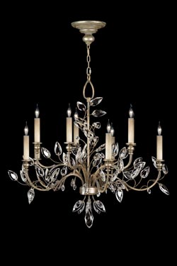 Lustre de cristal en bouquet - Collection Crystal Laurel - Huit lumières- vieil argent - Lustre by Fine Art Lamps