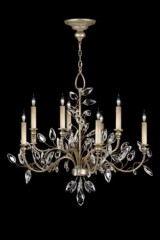 Lustre de cristal en bouquet - Collection Crystal Laurel - Huit lumières- vieil argent - Lustre by Fine Art Lamps