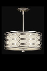 Allegretto cylinder pendant lamp silver and natural linen - Pendants by Fine Art Lamps