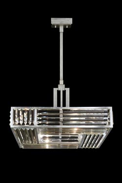 Square silver pendant in crystal prisms - Pendants by Fine Art Lamps