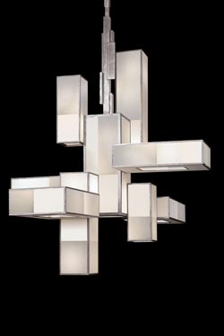 Perspectives suspension  12 éléments en bronze argenté - Suspension by Fine Art Lamps