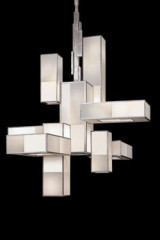 Perspectives suspension  12 éléments en bronze argenté - Suspension by Fine Art Lamps