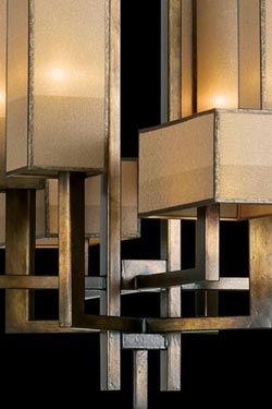 Suspension Perspectives style années 30 huit éléments bronze naturel