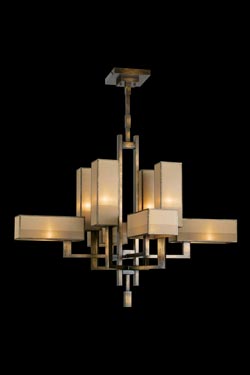 Suspension Perspectives style années 30 huit éléments bronze naturel - Suspension by Fine Art Lamps