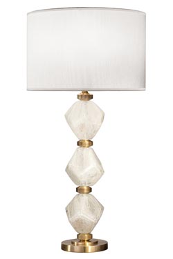 Argyle Diamond  white Table Lamp in White Quartz Blocks with White Shade - Table lamps by Fine Art Lamps