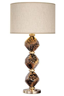 Table lamp in black and gold glass blocks with Argyle Diamond beige shade - Table lamps by Fine Art Lamps