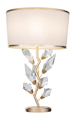 Silver branch table lamp with  cut crystals Forêt