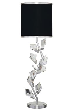Table lamp with silver branch and black cylindrical shade Forêt - Table lamps by Fine Art Lamps
