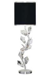 Table lamp with silver branch and black cylindrical shade Forêt - Table lamps by Fine Art Lamps