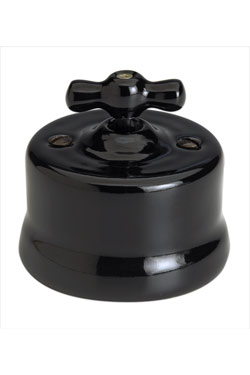 Garby interrupteur porcelaine noire rotatif en applique va et vient - Interrupteurs by Fontini