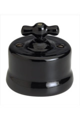 Garby interrupteur porcelaine noire rotatif en applique va et vient - Interrupteurs by Fontini