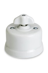 Garby interrupteur rotatif porcelaine blanche en applique à oreillettes va et vient - Interrupteurs by Fontini