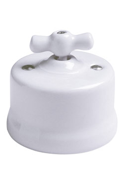 Garby interrupteur rotatif porcelaine blanche en applique va et vient - Interrupteurs by Fontini