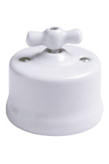 Garby interrupteur rotatif porcelaine blanche en applique va et vient - Interrupteurs by Fontini