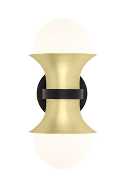 Applique double boule de lumière opale Adams