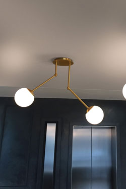 Art Deco ceiling light with 2 glass balls Deviel