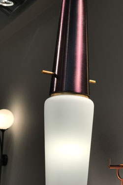 Bacon aubergine and gold metal pendant light
