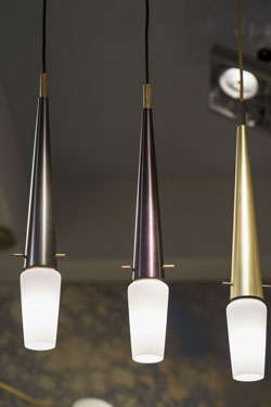 Bacon contemporary black and gold cone pendant light