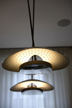 Cupis 2-light pendant lamp in perforated metal