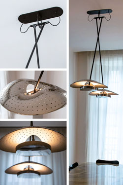 Cupis 2-light pendant lamp in perforated metal