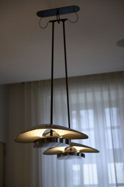 Suspension 2 lumières en métal perforé Cupis