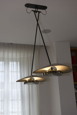 Suspension 2 lumières en métal perforé Cupis