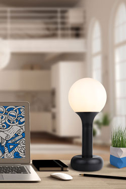Small mushroom table lamp in black metal Bolev