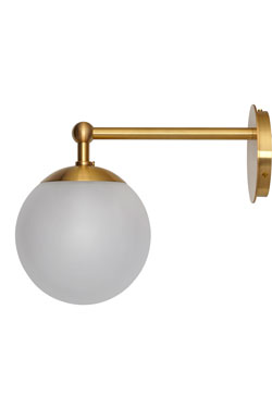 Art Deco white opal glass ball wall light Deviel