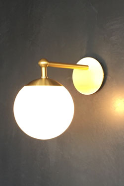 Art Deco white opal glass ball wall light Deviel