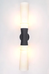Two-light wall lamp in matt black and Blondel opal glass - Wall lights by Gau Lighting