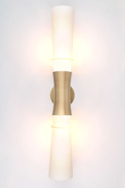 Two-light retro wall lamp in satin-finish brass  Blondel - Wall lights by Gau Lighting
