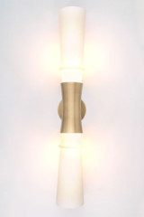 Two-light retro wall lamp in satin-finish brass  Blondel - Wall lights by Gau Lighting