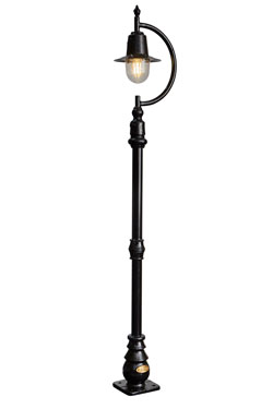 Goose Neck outdoor floor lamp in black - Exterior columns by HARTE