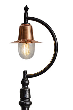 Goose Neck outdoor floor lamp in copper