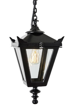 Small outdoor hanging lamp in black Traditional cast iron