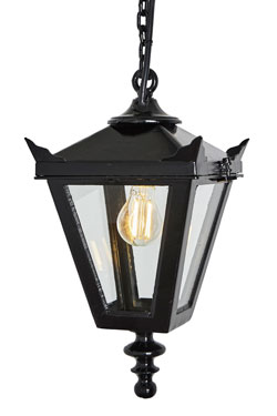 Small outdoor hanging lamp in black Traditional cast iron