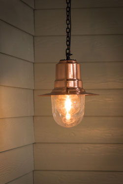 Station Master copper industrial-style outdoor pendant light