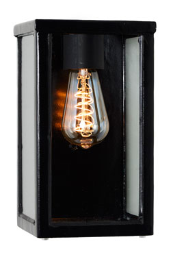 Bare black rectangular lantern contemporary outdoor wall lamp