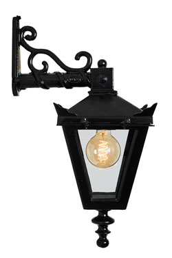 Traditional black cast-iron wall lamp on bracket
