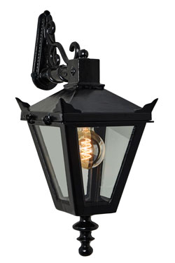 Traditional black cast-iron wall lamp on bracket