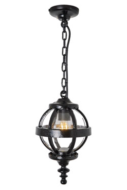 Petite suspension d'extérieur boule et fonte noire Heritage