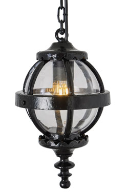 Petite suspension d'extérieur boule et fonte noire Heritage