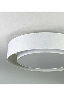 White fabric ceiling light with double shade
