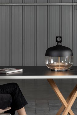 T-cotta lampe à poser lanterne en céramique noire